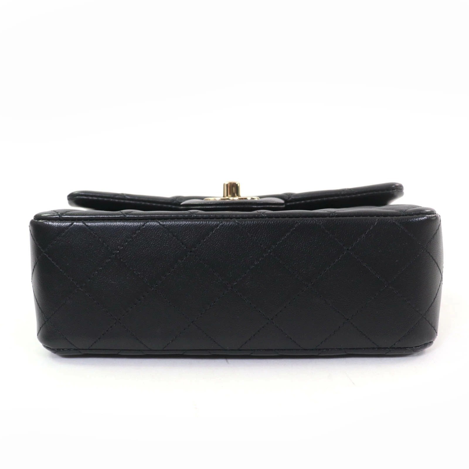 CHANEL Mini Black Lambskin Gold Hardware bottom view