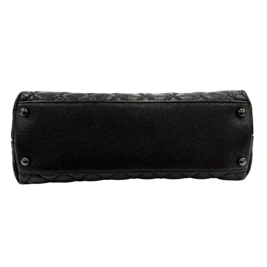 Chanel A92991 Coco Black 29 Large Caviar Flap Bag bottom view