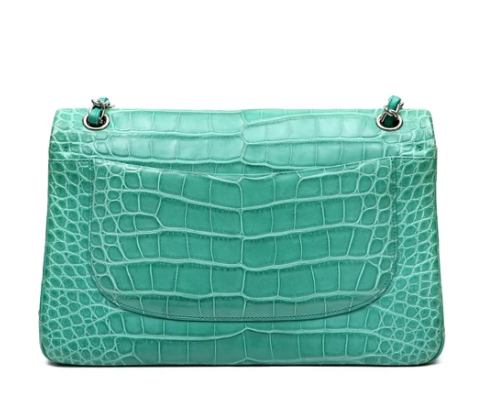 Chanel Classic Jumbo Seafoam Alligator back view