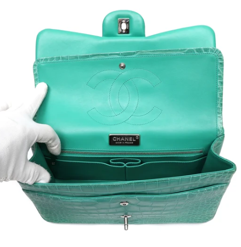 Chanel Classic Jumbo Seafoam Alligator double flap