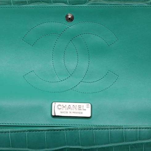 Chanel Classic Jumbo Seafoam Alligator Double Flap - Image 7