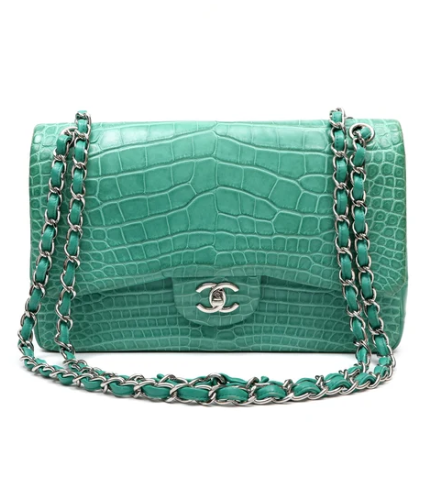 Chanel Classic Jumbo Seafoam Alligator
