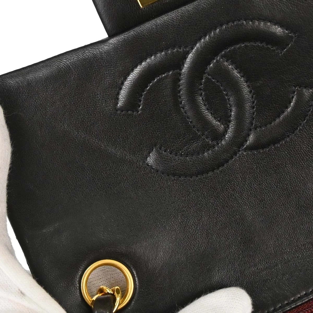 Chanel Classic Mini Square Flap Lambskin logo detail