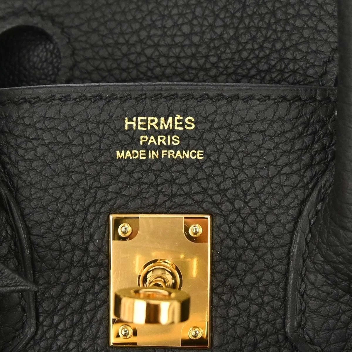 Hermès Birkin 25 black Togo leather handbag front view