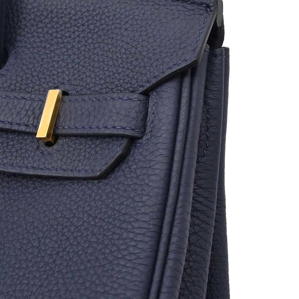 Hermes Birkin 25 Blue Nuit Togo leather detail