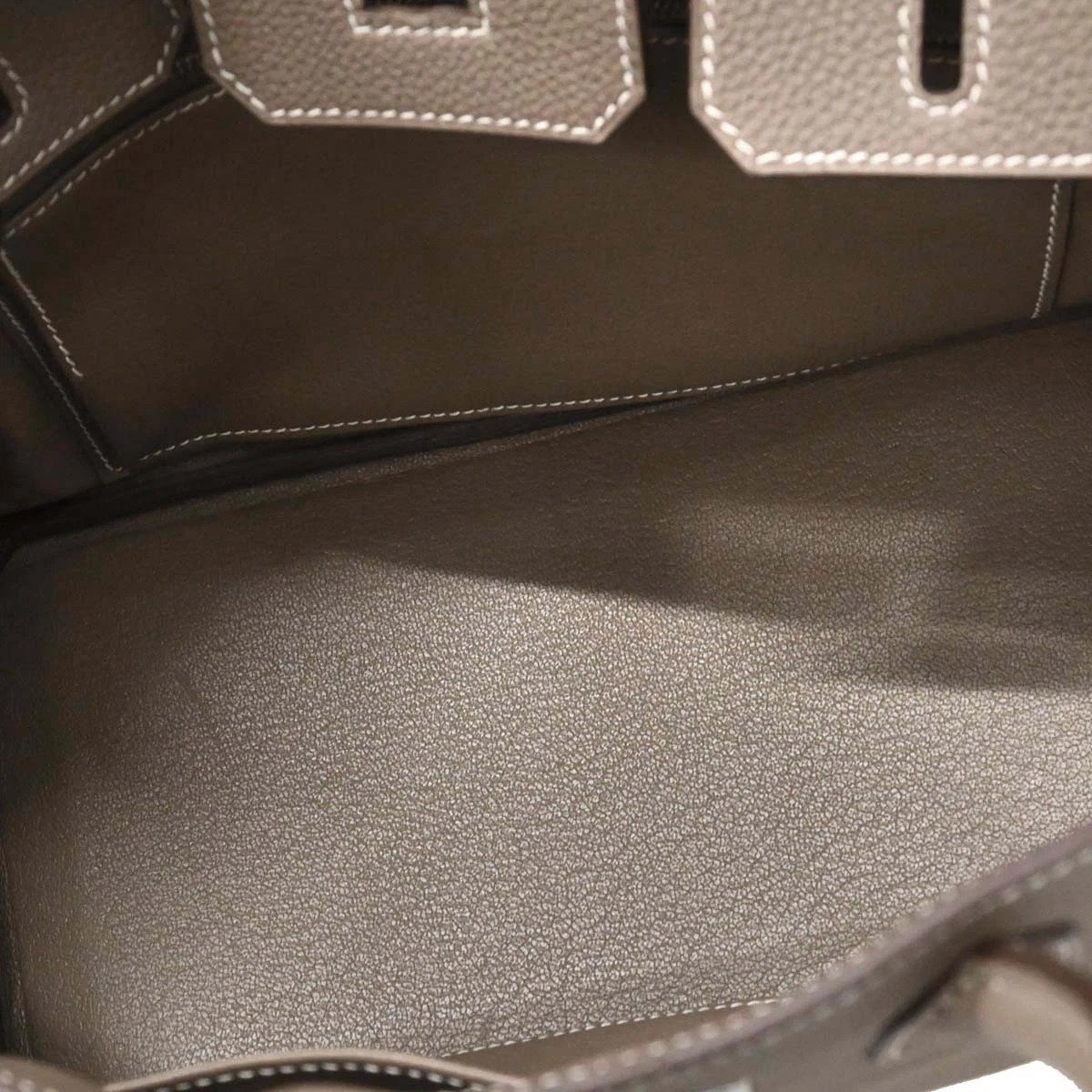 Hermes Birkin 25 Etoupe Gray Togo interior view