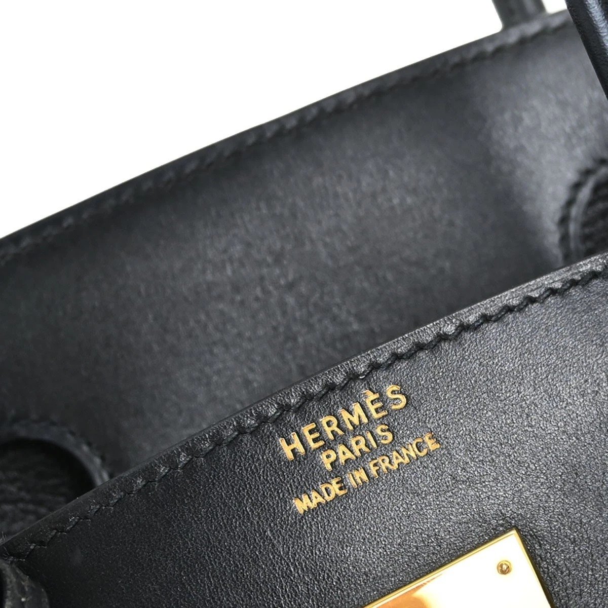 Hermès Birkin 30 Black Box Calf leather detail