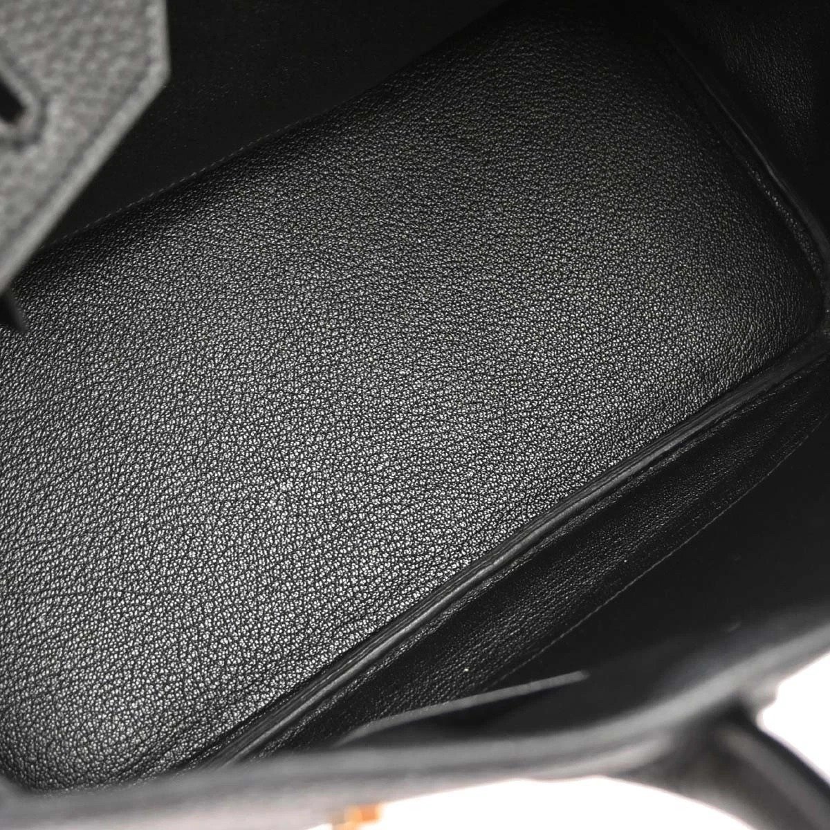 Luxury Hermès Birkin 30 Black Togo interior view
