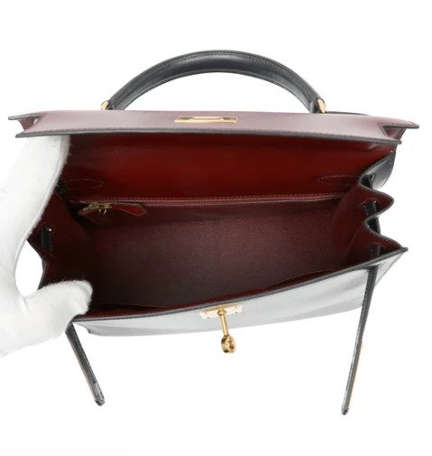 Hermès Kelly 32cm Box Tri-Color Sellier Calfskin inside view