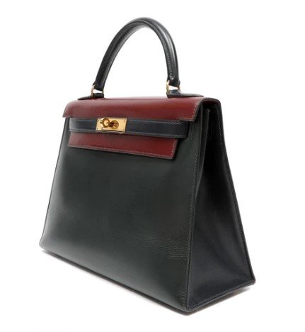 Hermès Kelly 32cm Box Tri-Color Sellier Calfskin side view 1