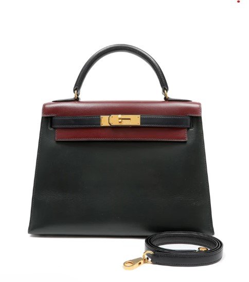 Hermès Kelly 32cm Box Tri-Color Sellier Calfskin
