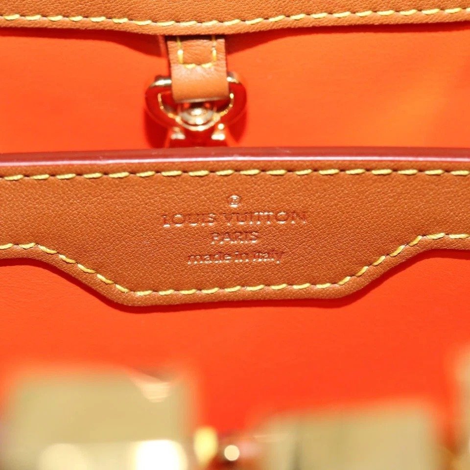 Louis Vuitton Capucines Catogram BB Brown logo detail