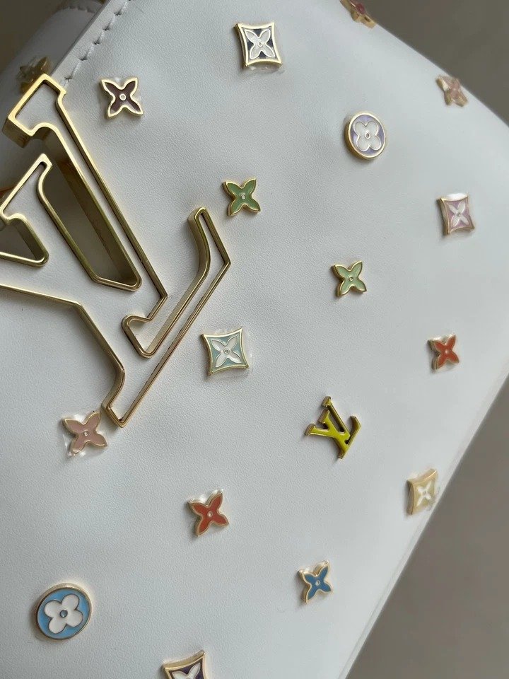 Louis Vuitton Capucines Mini White Takashi Murakami hardware logo