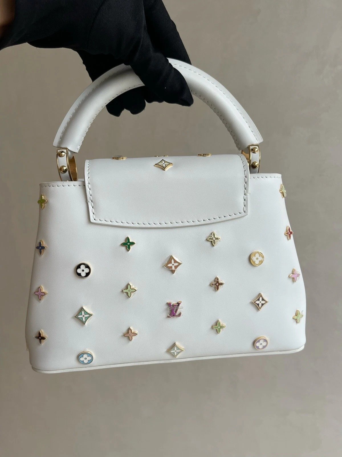 Louis Vuitton Capucines Mini White Takashi Murakami back view