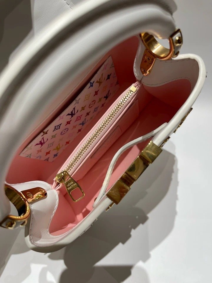 Louis Vuitton Capucines Mini White Takashi Murakami inside view