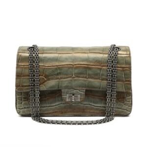Chanel 2.27 Reissue Metallic Green and Gold Alligator Flap