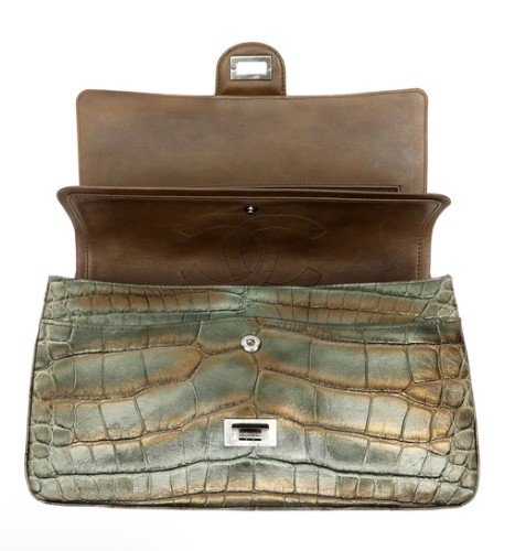 Chanel 2.27 Reissue Metallic Green and Gold Alligator Flap flap