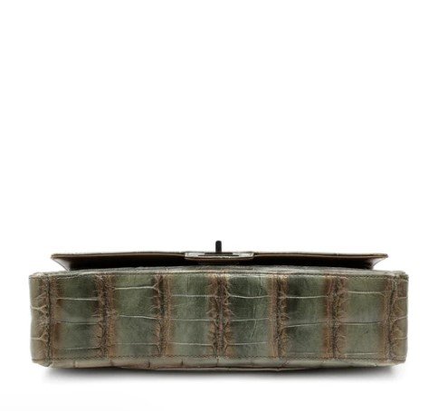 Chanel 2.27 Reissue Metallic Green and Gold Alligator Flap bottom view