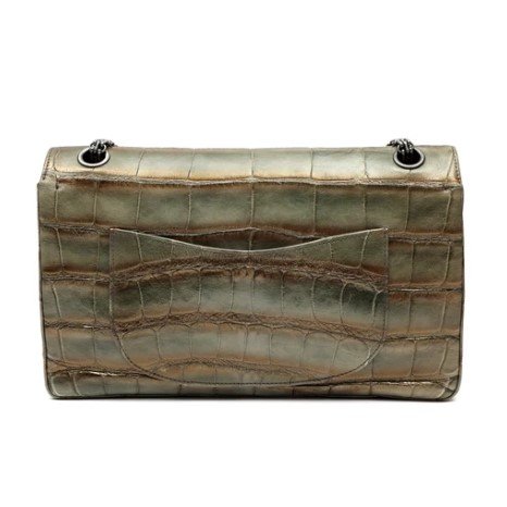 Chanel 2.27 Reissue Metallic Green and Gold Alligator Flap back view