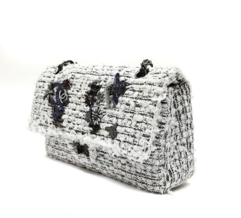 Chanel 2.55 Reissue Garden Party Silver Hardware side view