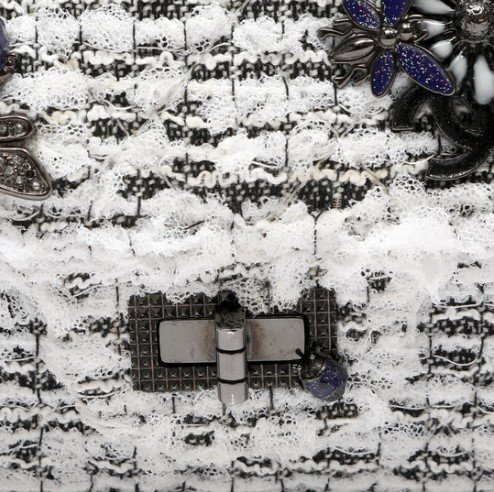 Chanel 2.55 Reissue Garden Party Silver Hardware detail