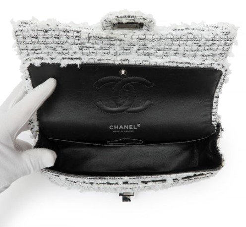 Chanel 2.55 Reissue Garden Party Silver Hardware inside view