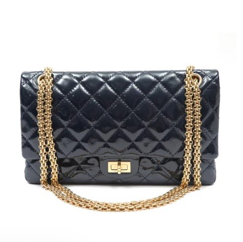 Chanel 2.55 Reissue Navy Blue Quilted Patent Leather Flap Bag