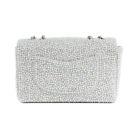 Chanel Medium Classic Swarovski White Pearls back view