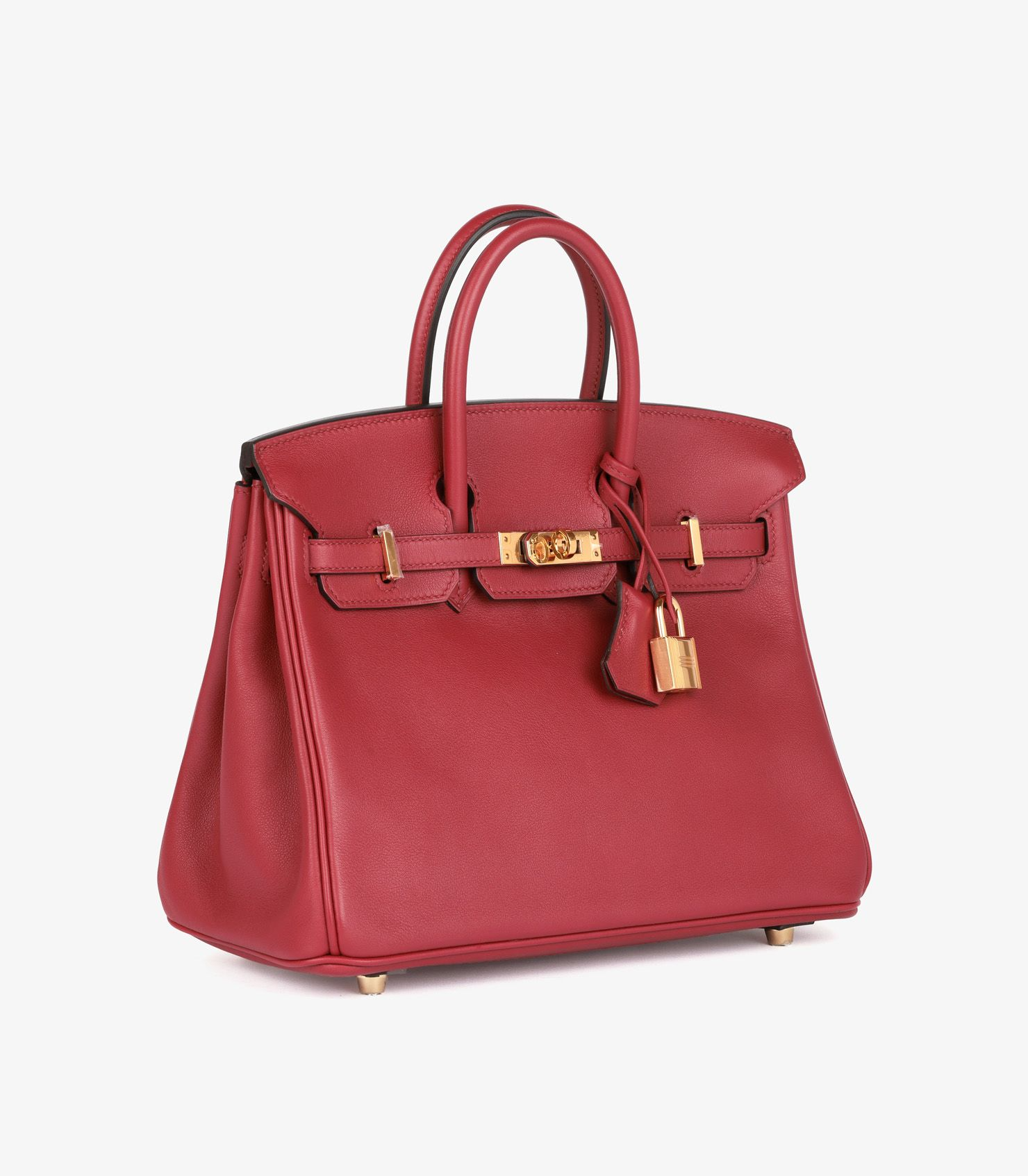 Hermès Birkin 25 Rouge Vif Retourne Swift Leather front view
