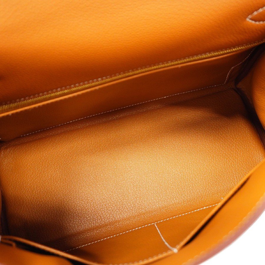 Hermes Kelly 28 Gold Togo Gold Hardware inside view