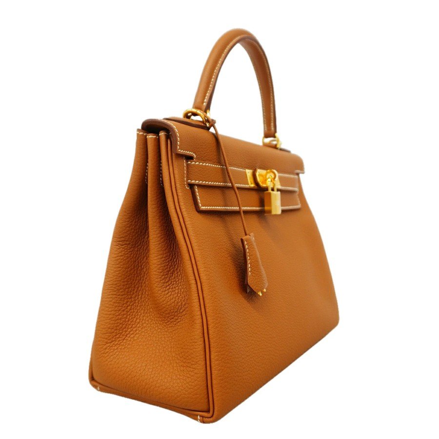 Hermes Kelly 28 Gold Togo Gold Hardware side view