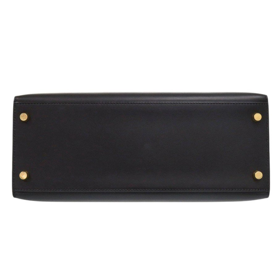 Hermes Kelly 28 Sellier Black Calfskin bottom view