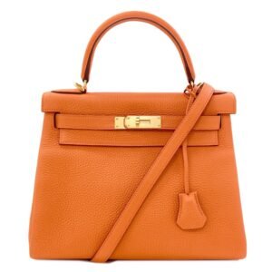 Hermes Kelly 28 Sellier Orange Togo