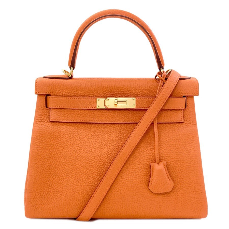 Hermes Kelly 28 Sellier Orange Togo