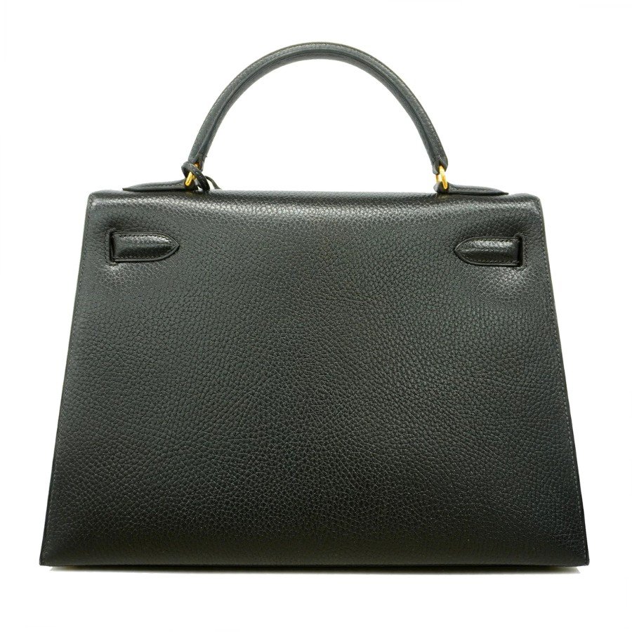 Hermes Kelly 32 Ardennes Black Gold Hardware back view