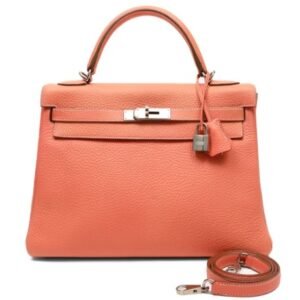 Hermès Kelly 32 Crevette Clemence Palladium Hardware