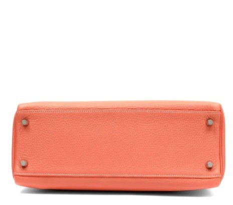 Hermès Kelly 32 Crevette Clemence Palladium Hardware bottom view