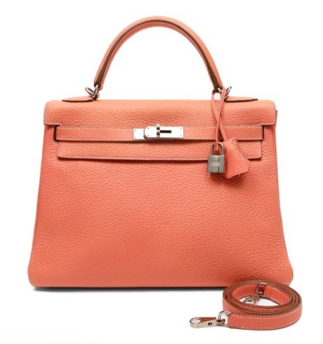 Hermès Kelly 32 Crevette Clemence Palladium Hardware
