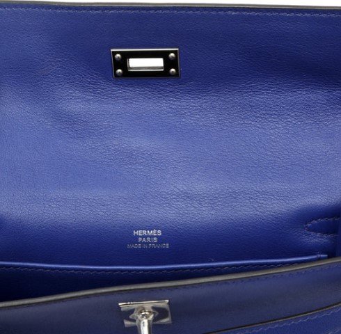 Hermes Kelly Pochette Bleu Electrique Swift leather