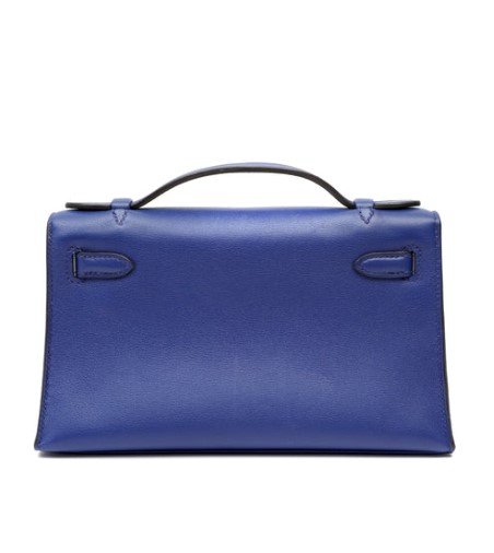 Hermes Kelly Pochette Bleu Electrique Swift back view