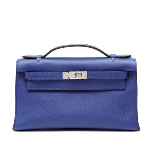 Hermes Kelly Pochette Bleu Electrique Swift